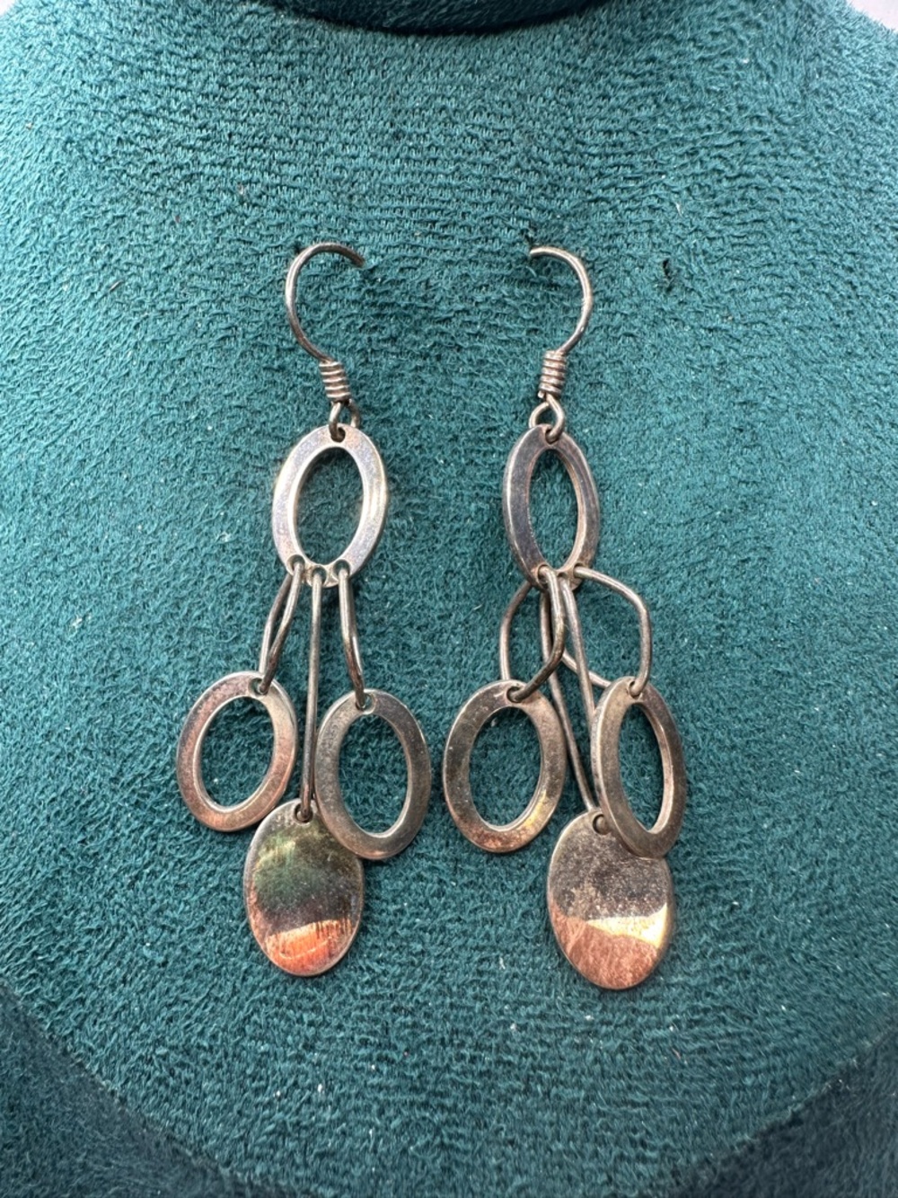 Alyssa Smith Jewelry 925 Italy Sterling Silver Disc Dangle Drop Earrings - Picture 5 of 6